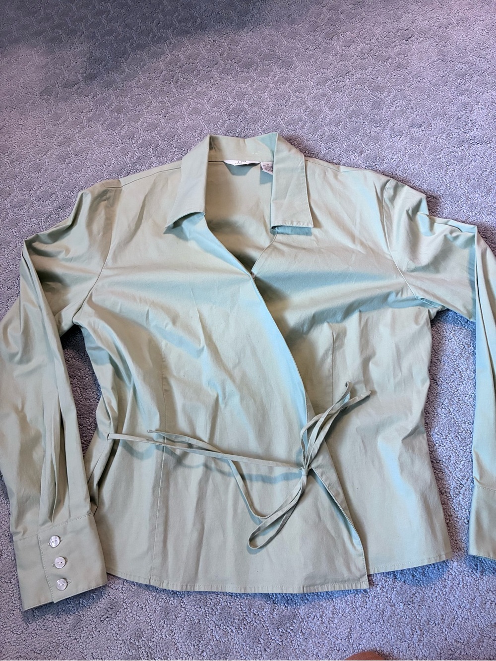 J Jill Light Sage Wrap Blouse